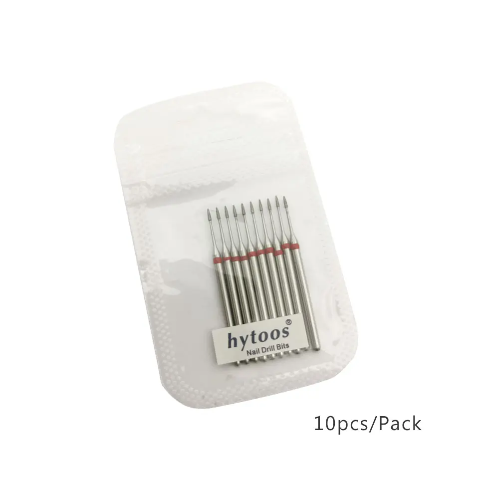 HYTOOS 10Pcs/Pack Small Cone Grinding Head 3/32 Fine Diamond Cuticle Nail Drill Bits Electric Drills Accessories