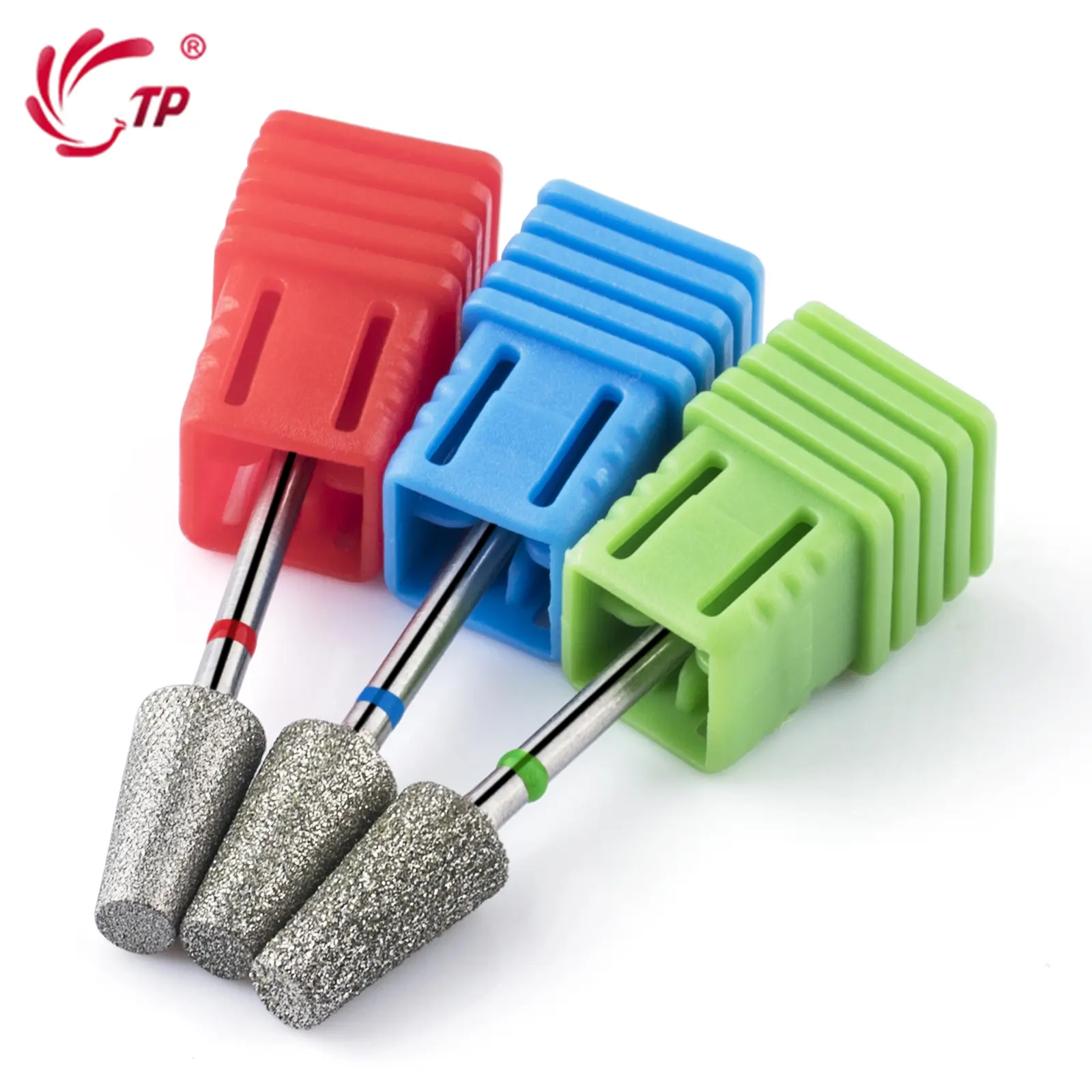 TP Diamond Cross Teeth Barrel Nail Drill Bits Rotary Cuticle Clean Burr 3/32" Manicure Bit Drill Machine Accessories