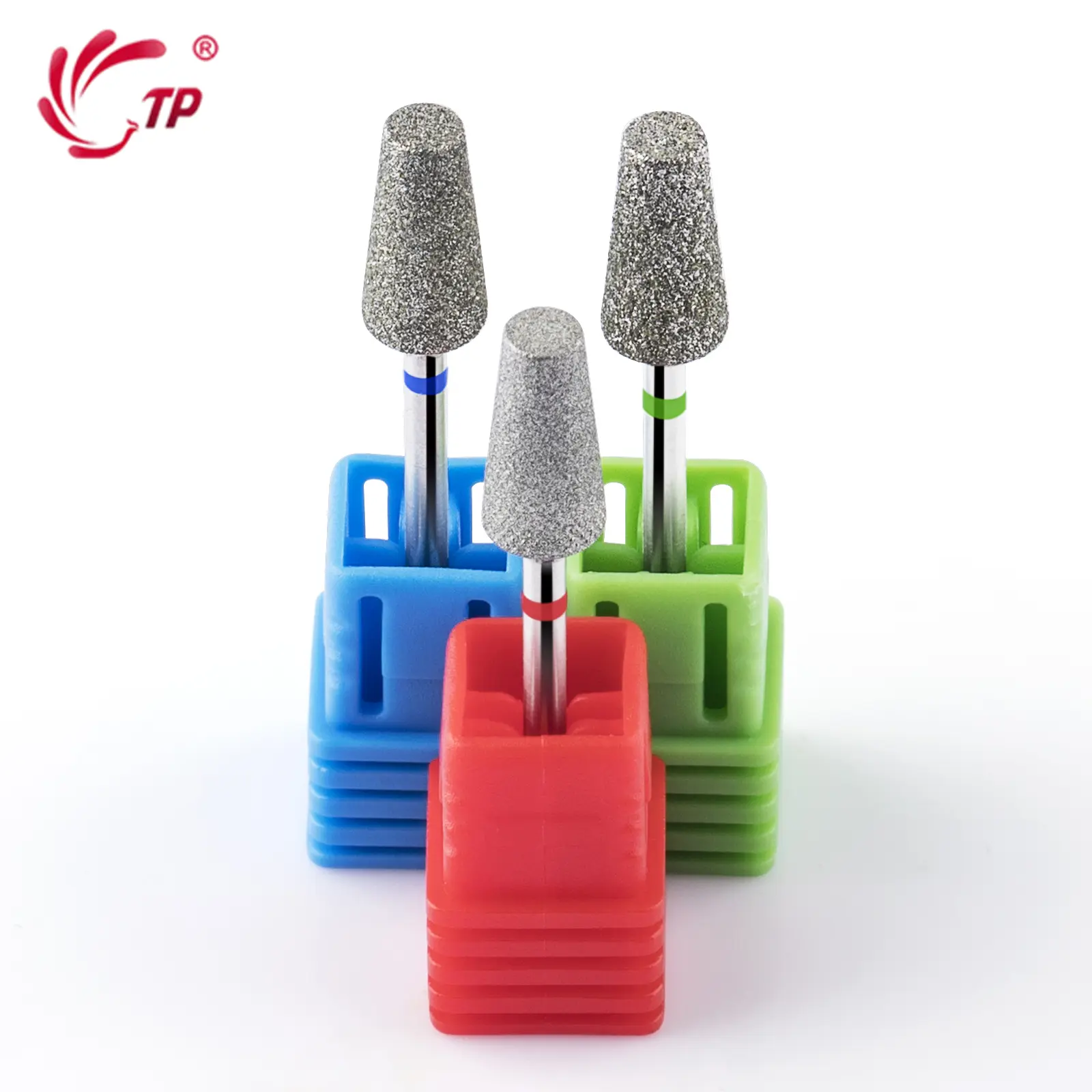 TP Diamond Cross Teeth Barrel Nail Drill Bits Rotary Cuticle Clean Burr 3/32" Manicure Bit Drill Machine Accessories