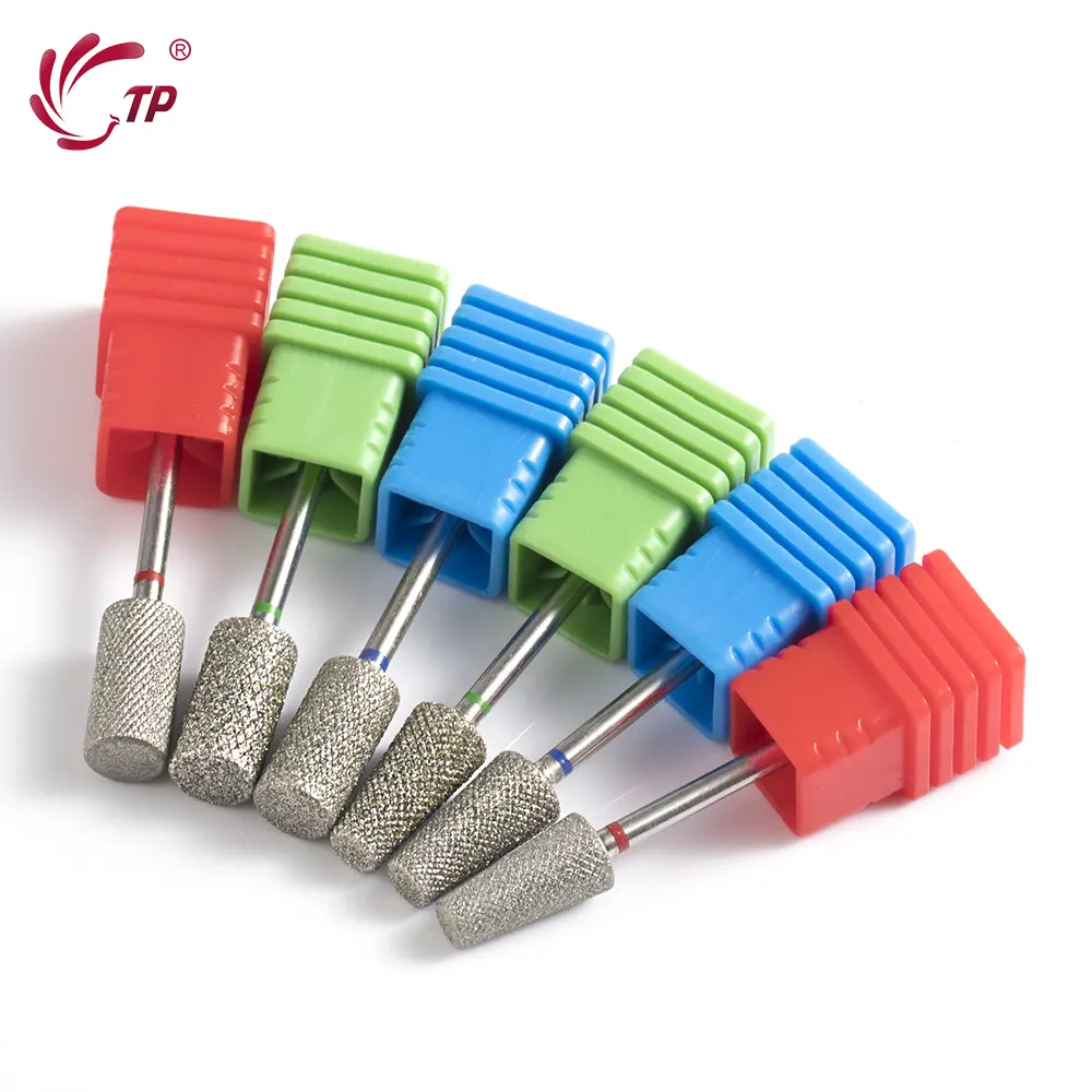 TP Diamond Cross Teeth Barrel Nail Drill Bits Rotary Cuticle Clean Burr 3/32" Manicure Bit Drill Machine Accessories