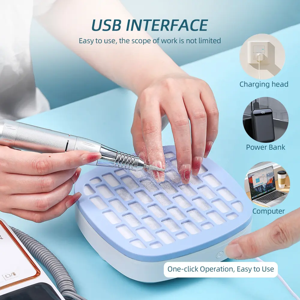 Mini Nail Dust Collector Nail Vacuum Cleaner With Remove Paper Filter Nail Art Manicure Powder Collecting Fan