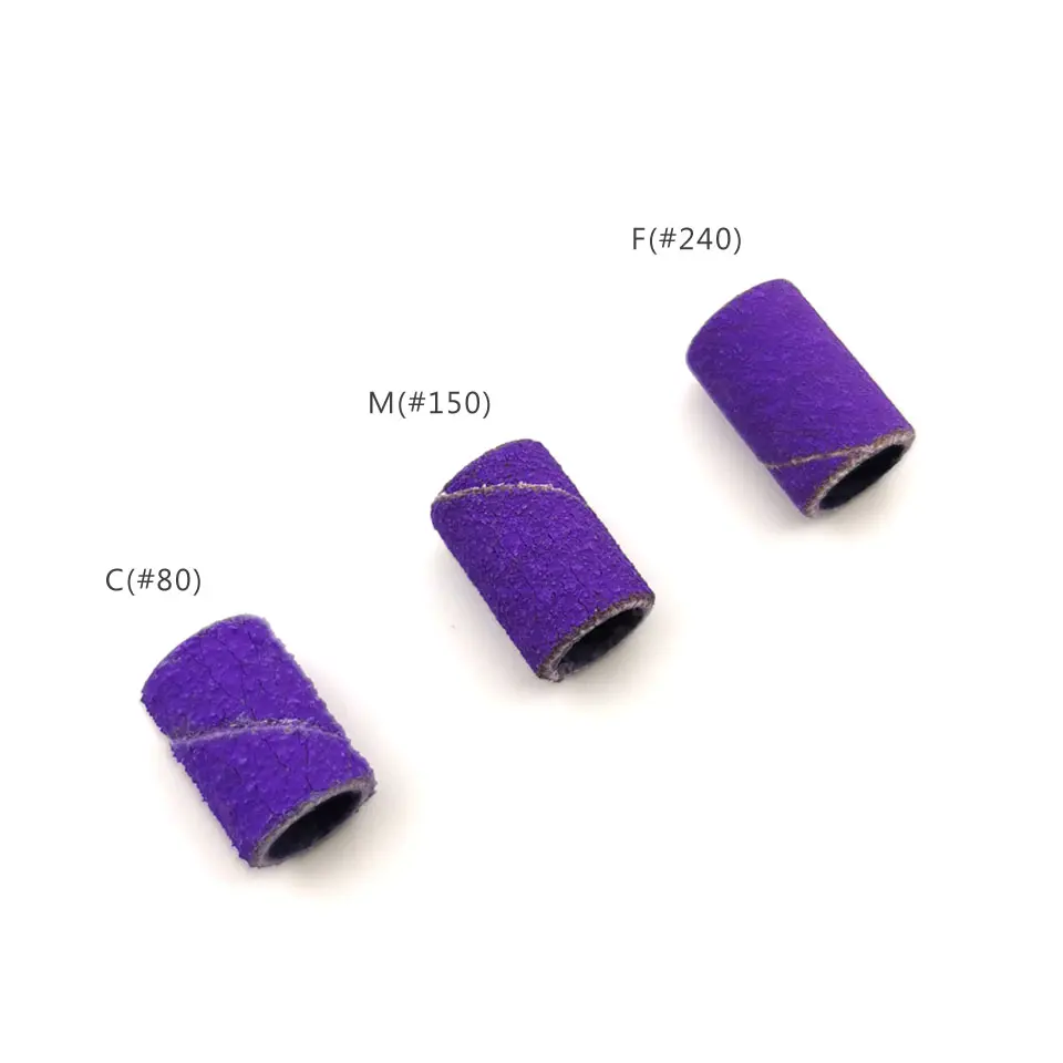 HYTOOS 100pcs/Bag Purple Sanding Bands Without Rubber Mandrel Nail Drill Bit Accessories Gel Removal Nails Care Polishing Tool