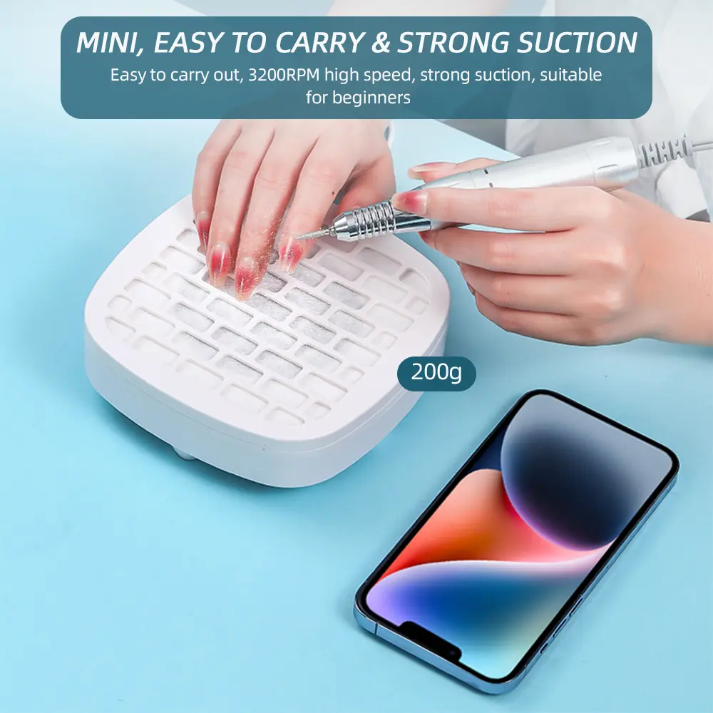 Mini Nail Dust Collector Nail Vacuum Cleaner With Remove Paper Filter Nail Art Manicure Powder Collecting Fan