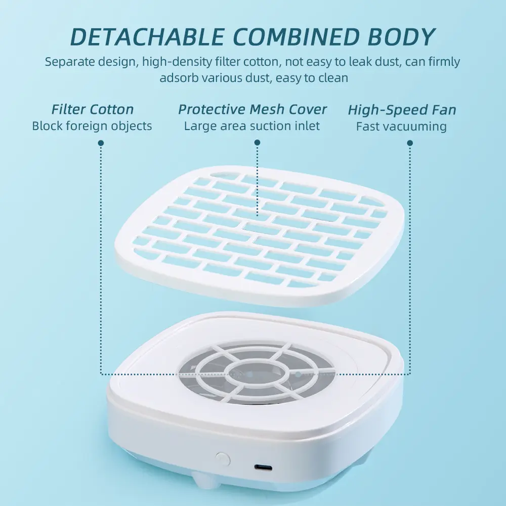 Mini Nail Dust Collector Nail Vacuum Cleaner With Remove Paper Filter Nail Art Manicure Powder Collecting Fan