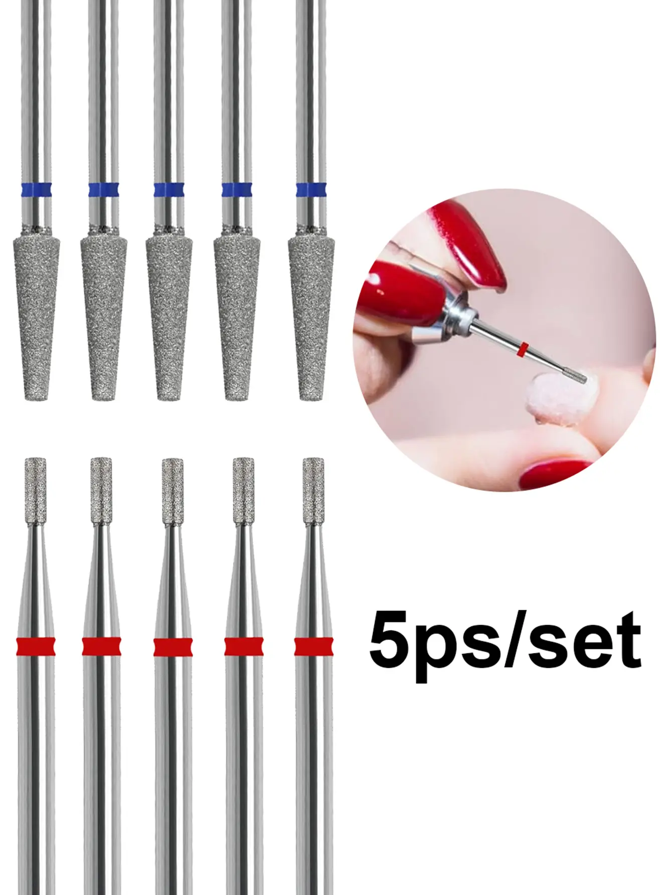 5 Pcs Cuticle Bit for Nail Drill, Barrel Cuticle Nail Drill Bit 3/32” Cuticle Drill Bits Professional Drill Bits Nail