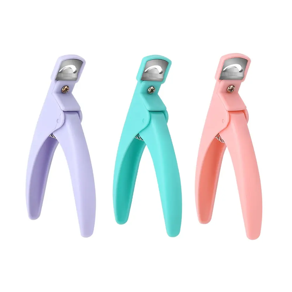 RHJB Professional Nail Art Clipper Special Type U Word False Tips Edge Cutters Colorful Guillotine Cut False Nail Knife Tools