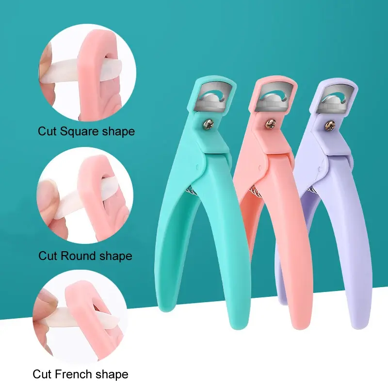 RHJB Professional Nail Art Clipper Special Type U Word False Tips Edge Cutters Colorful Guillotine Cut False Nail Knife Tools