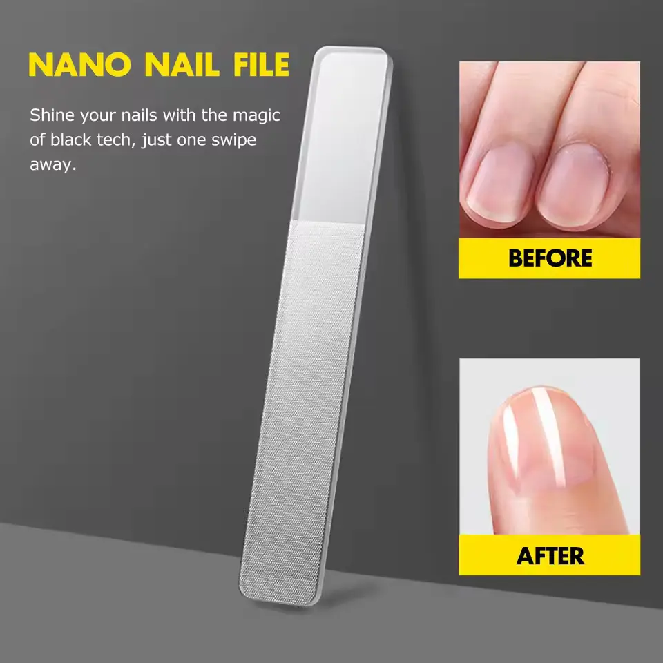 1/8Pcs Glass Nail Shiner Upgrade Glass Nail File for Natural Nails Nano Nail Buffers Crystal Shine Polisher, Professional Manic