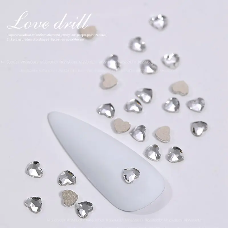 50-300PCS Mini Love Heart Diamond Nail Decoration Super Sparkling Flat Bottom Diamond Colorful Small Peach Heart Explosion Spark