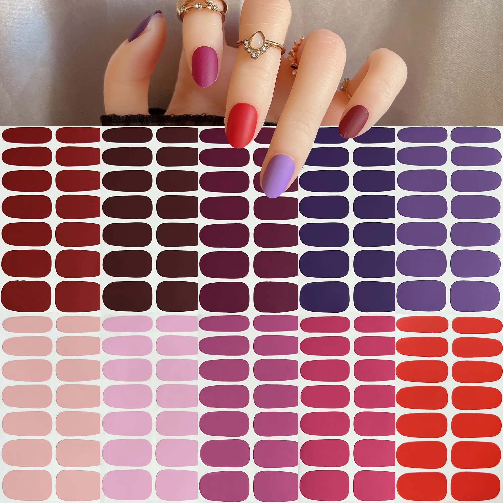 1Set Nail Art Full-Cover Sticker Sheet 14tips Sticker Nail Strips Pure Colors Classic Colors Designs YA