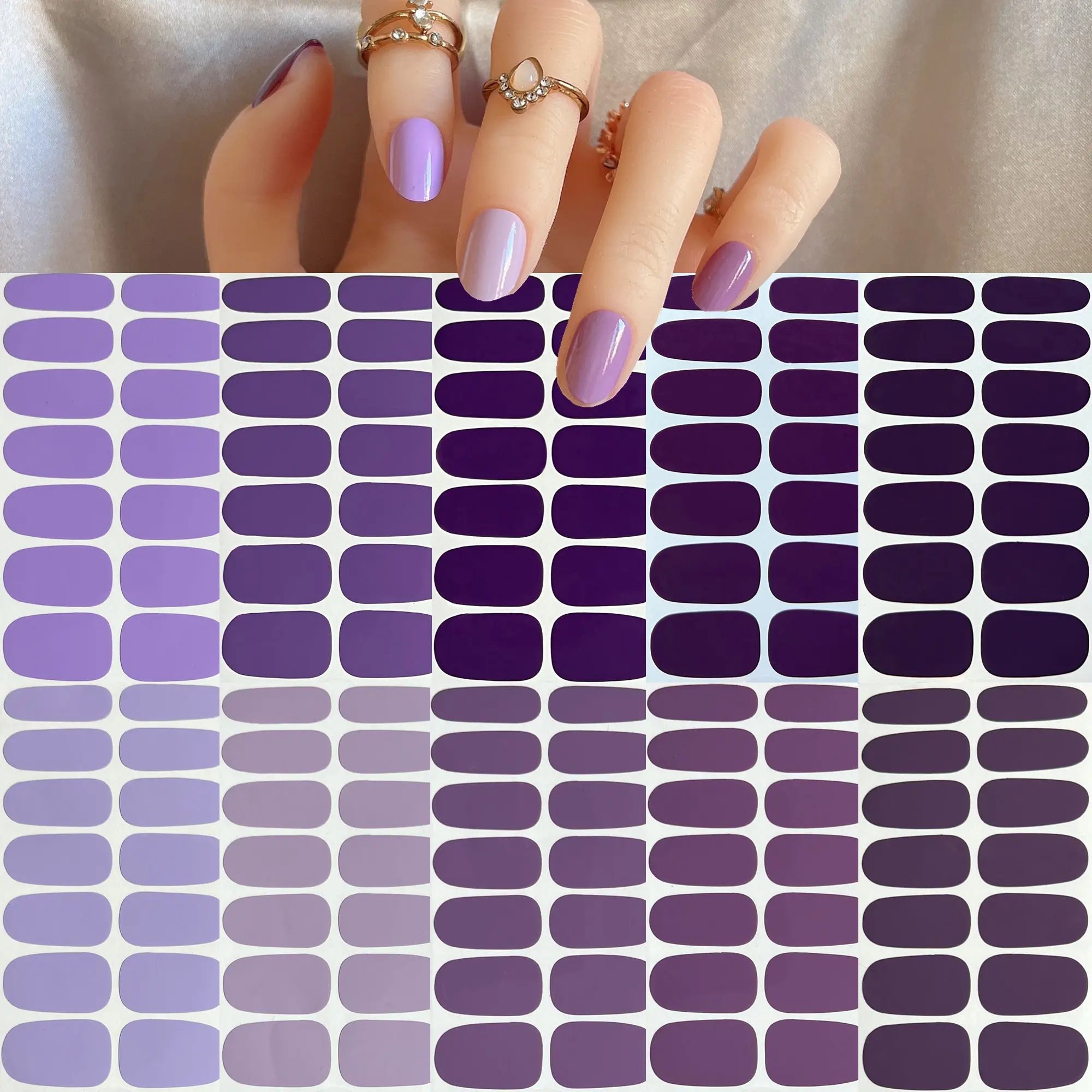 1Set Nail Art Full-Cover Sticker Sheet 14tips Sticker Nail Strips Pure Colors Classic Colors Designs YA