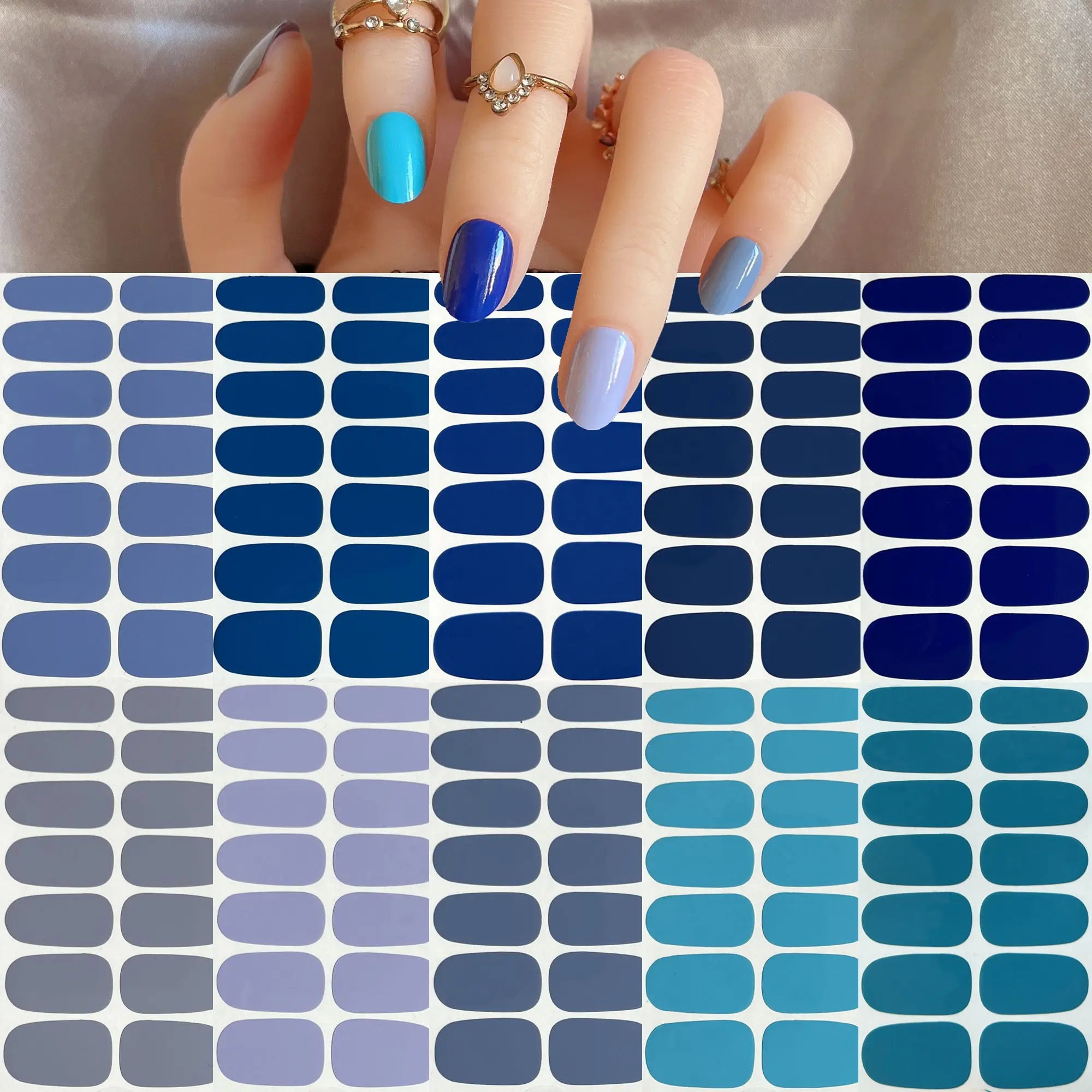 1Set Nail Art Full-Cover Sticker Sheet 14tips Sticker Nail Strips Pure Colors Classic Colors Designs YA