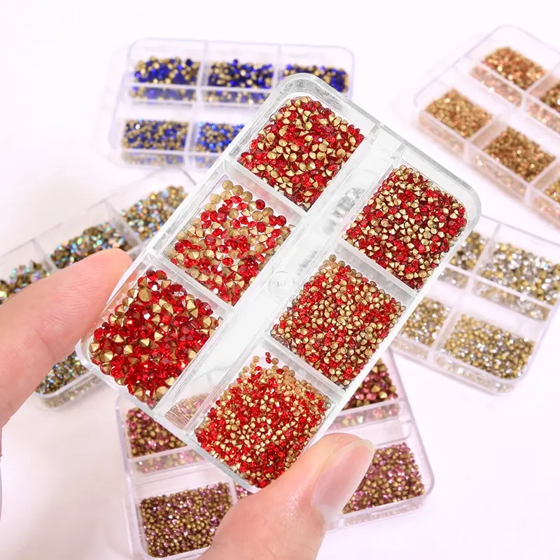 1000pcs Crystal Nail Art Rhinestone Super Bright Glass Pointed Bottom Glitter Diamond Multiple Sizes Manicure Accessories