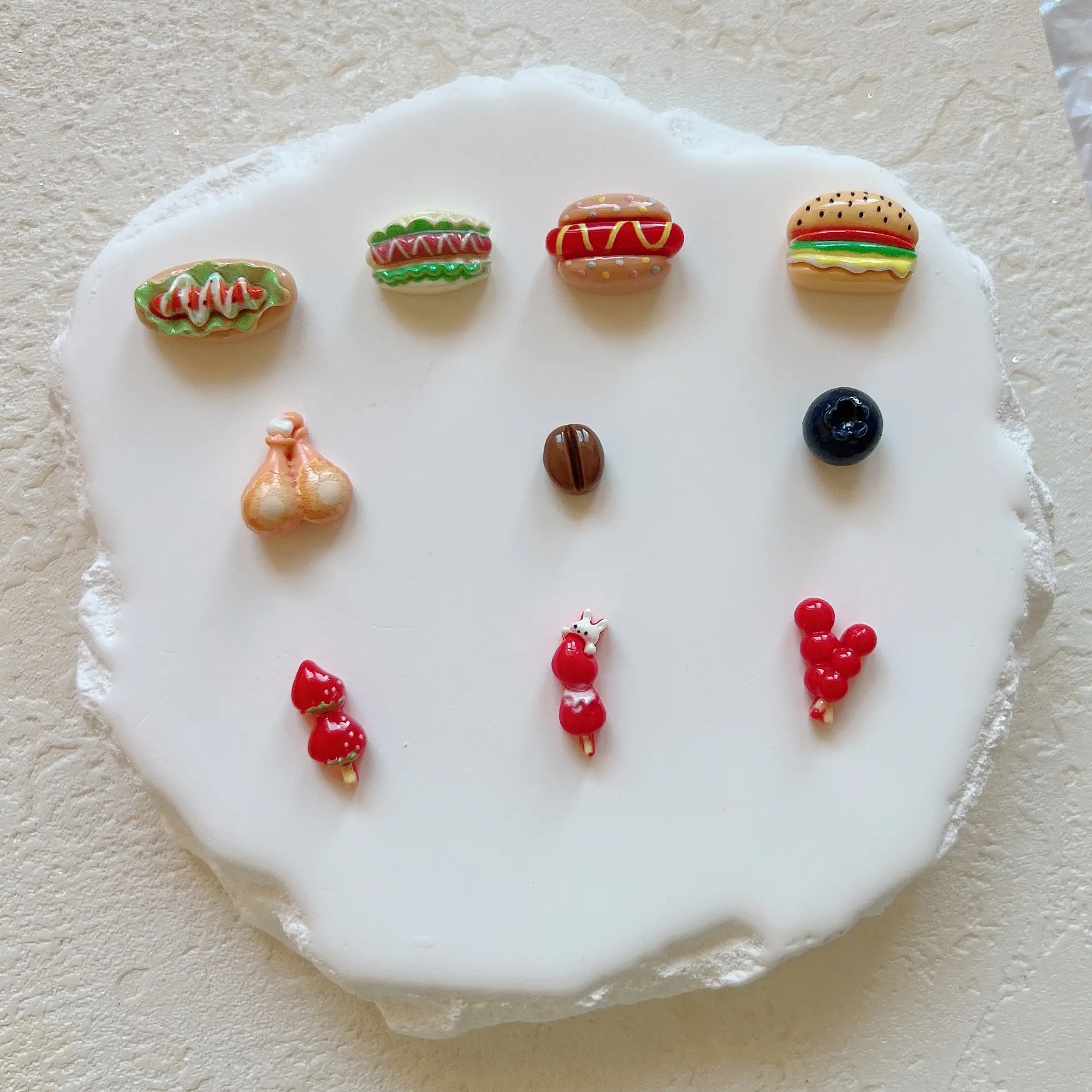 30pcs Cute Resin Hamburger Coffee Blueberry Tanghulu Shape Nail Resin Decoration Nail Art 3D Charms RC321-331