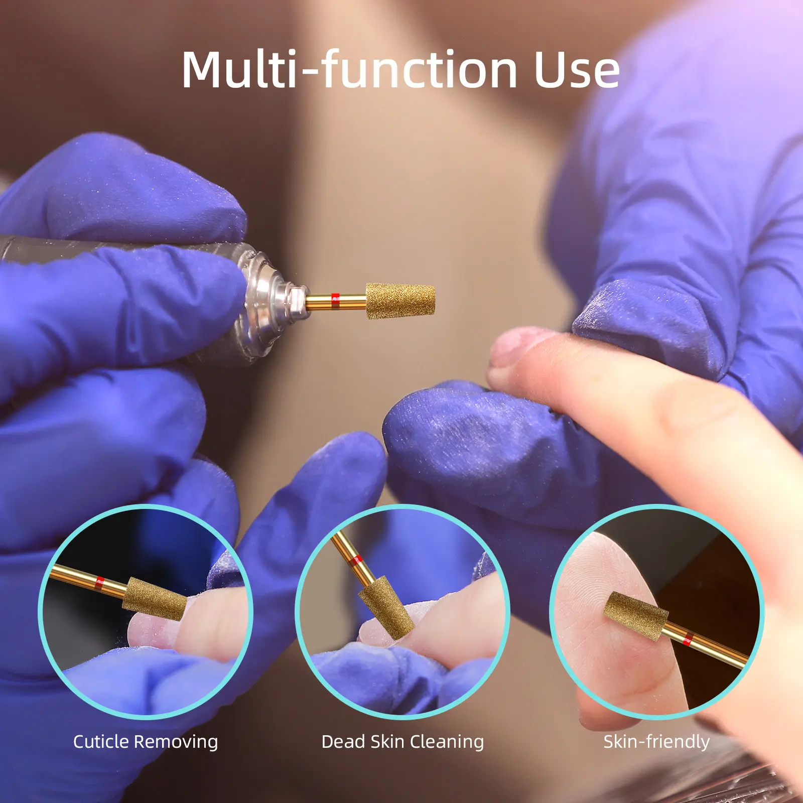 HYTOOS 5mm Large Tapered Barrel Cuticle Clean Nail Drill Bit, Titanium Russian Diamond Nail Bits Nail Cleaner Accessories Tool