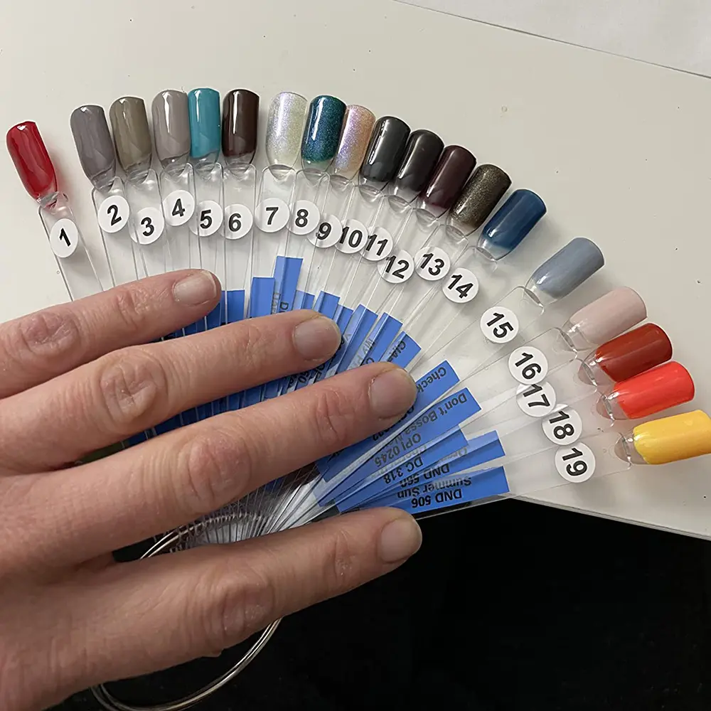 Nail Display Sticks Nail Swatch False Nail Tips Nail Gel Polish Practice Clear Natural Colors Display Board for Nail Art Tools