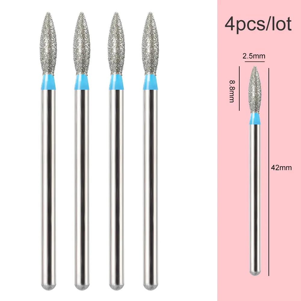4pcs/lot Diamond Cutters for Manicure Russian Nail Drill Bits Cuticle Burr Milling Cutter for Pedicure Nails Accessories Tools