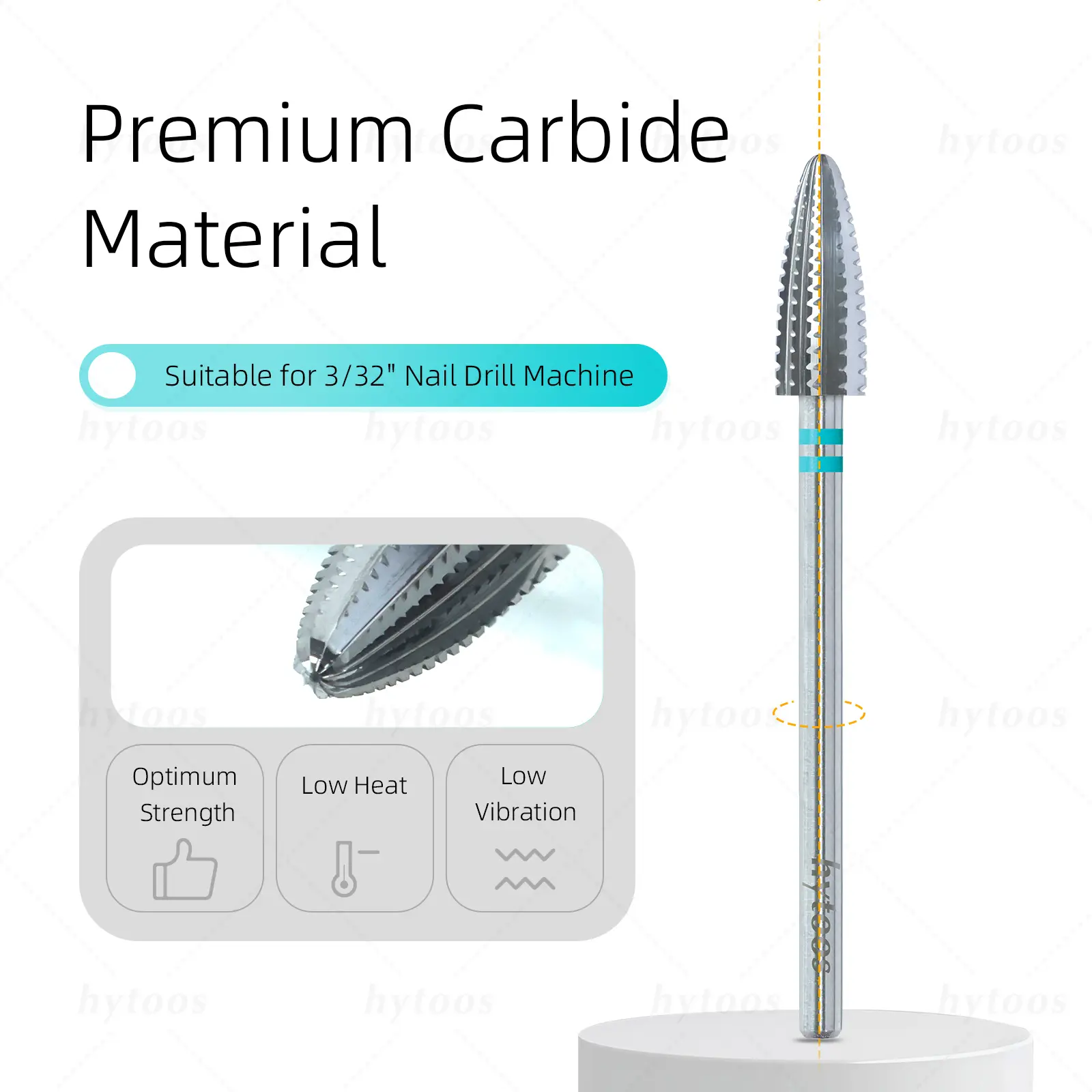 HYTOOS Tornado Carbide Nail Drill Bits Pro Acrylic Nail Bit Thick Gel Removal Tool Electric Drills File Manicure Accessories