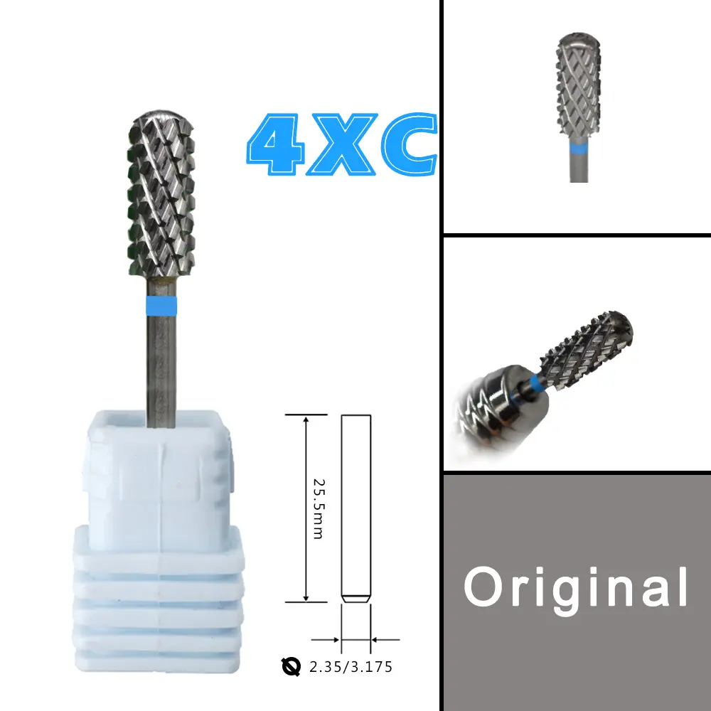 Rolinstar 5.35mm Small Round Top Barrel Safety 4XC+ 5XC Original acrylic powder Dipping Killer Remover Strongest nail drill bits
