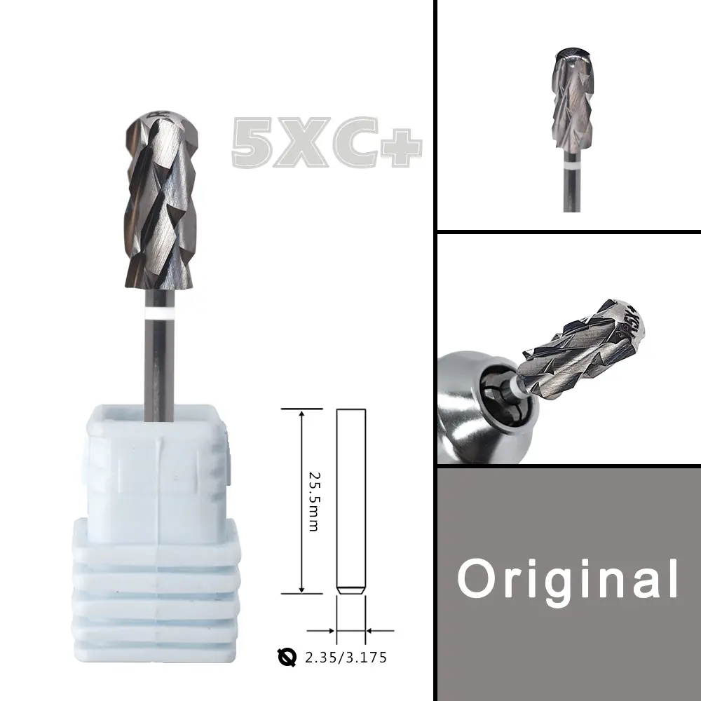 Rolinstar 5.35mm Small Round Top Barrel Safety 4XC+ 5XC Original acrylic powder Dipping Killer Remover Strongest nail drill bits