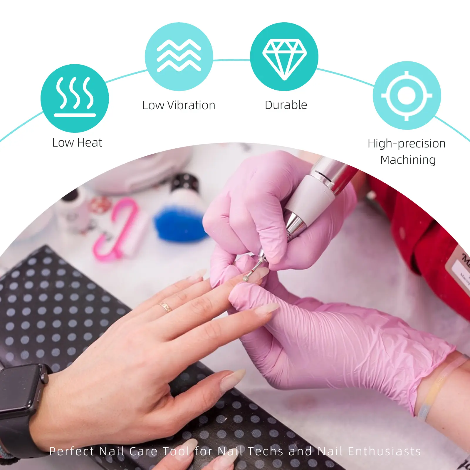 HYTOOS Fine Grit Ball Cuticle Clean Nail Drill Bits Russian Diamond Nail Bit Safety Under Nail Cleaner for Cuticle Dead Skin