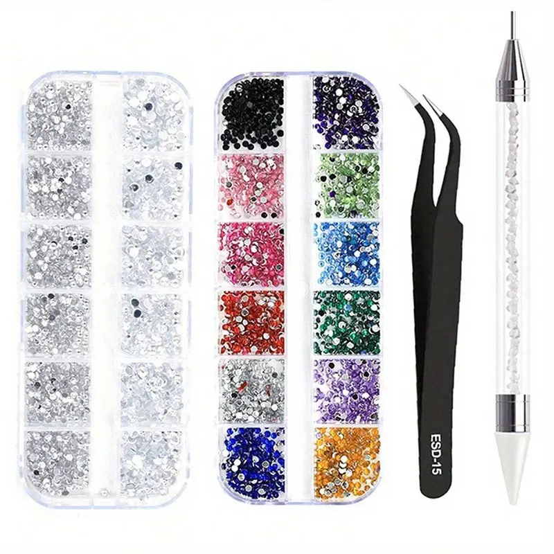 3/4Pcs Nails Art Accesorios Multi-Size Rhinestones 3D Crystal and Glitter Decorations, DIY Nail Art Gems, Nail Art Decorations