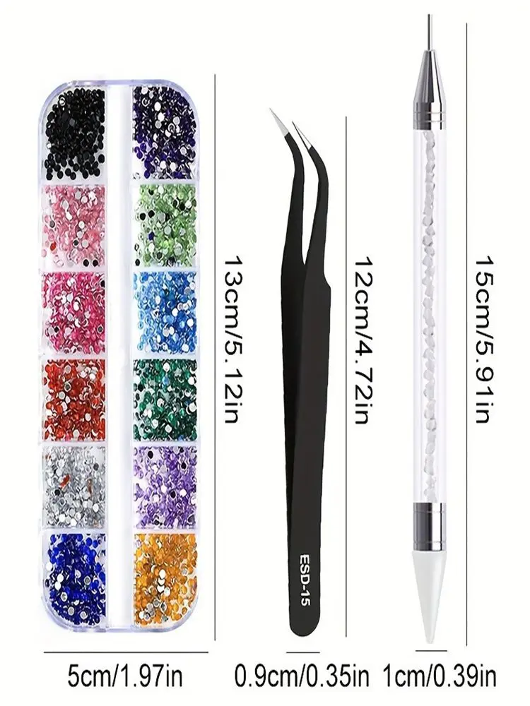 3/4Pcs Nails Art Accesorios Multi-Size Rhinestones 3D Crystal and Glitter Decorations, DIY Nail Art Gems, Nail Art Decorations