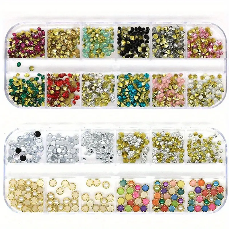 3/4Pcs Nails Art Accesorios Multi-Size Rhinestones 3D Crystal and Glitter Decorations, DIY Nail Art Gems, Nail Art Decorations