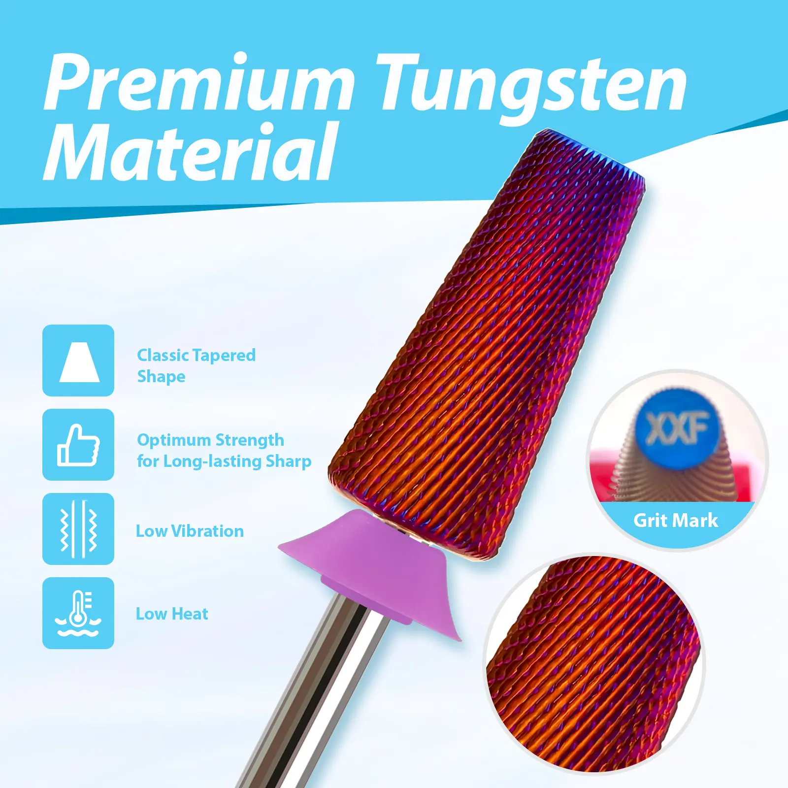 MagiBling Nail Drill Bits Cross Cut Carbide Tapered Barrel Right Left Hand Acrylic Cutter Gel Removal Manicure Tool 3/32''