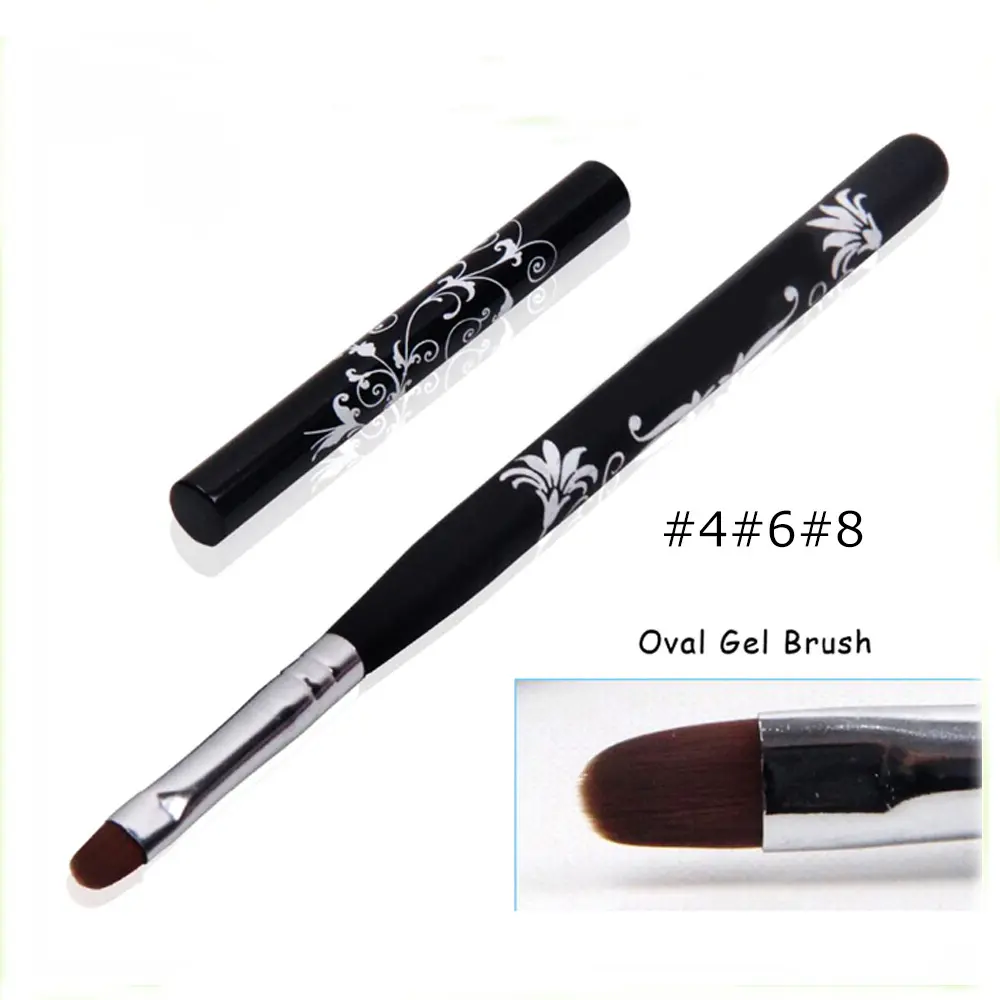 BQAN Nail Brush Nail Art UV Gel Polish Painting Brush Size 4#6#8#10# Oval Nylon Head Black Wooden Handle Manicure DIY Tool