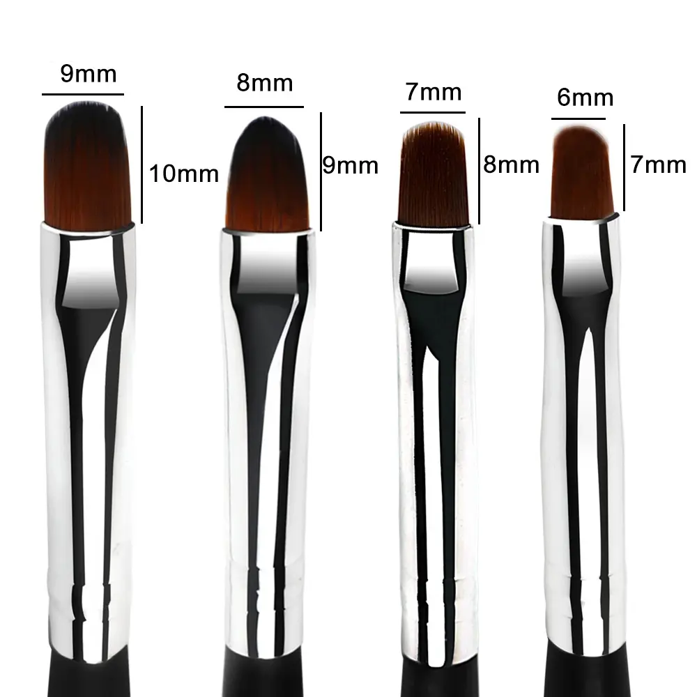 BQAN Nail Brush Nail Art UV Gel Polish Painting Brush Size 4#6#8#10# Oval Nylon Head Black Wooden Handle Manicure DIY Tool