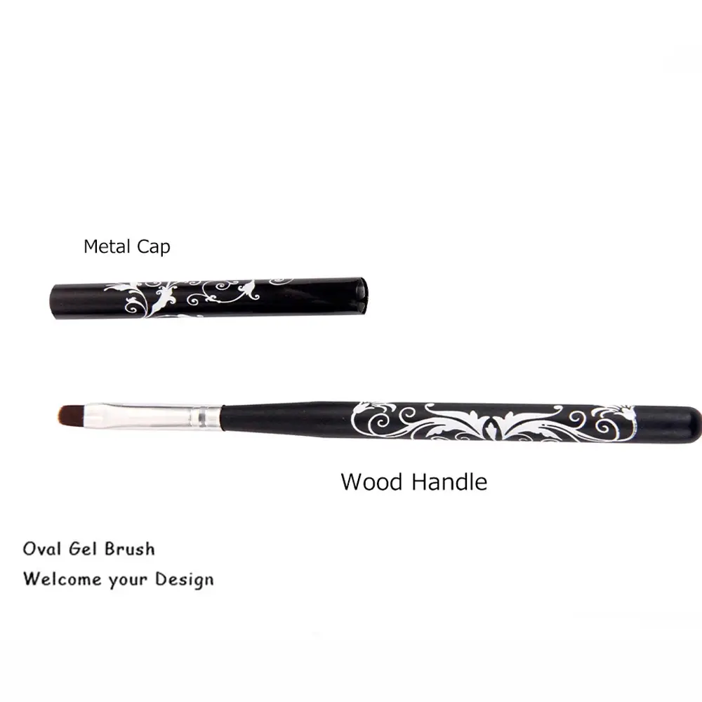 BQAN Nail Brush Nail Art UV Gel Polish Painting Brush Size 4#6#8#10# Oval Nylon Head Black Wooden Handle Manicure DIY Tool