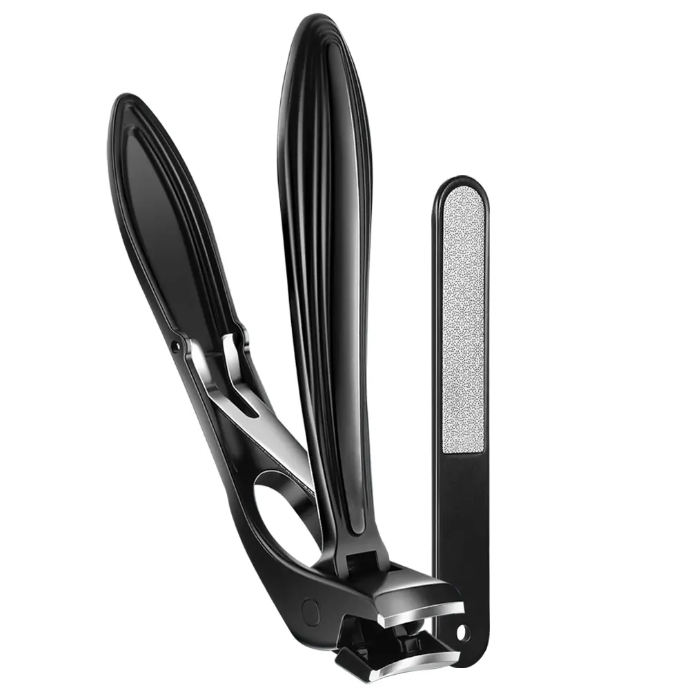 2Pcs Angled Head Nail Clippers with Catcher Nail File Thick Toenails Large with Wide Jaw Opening Fingernail Clipper Cutter