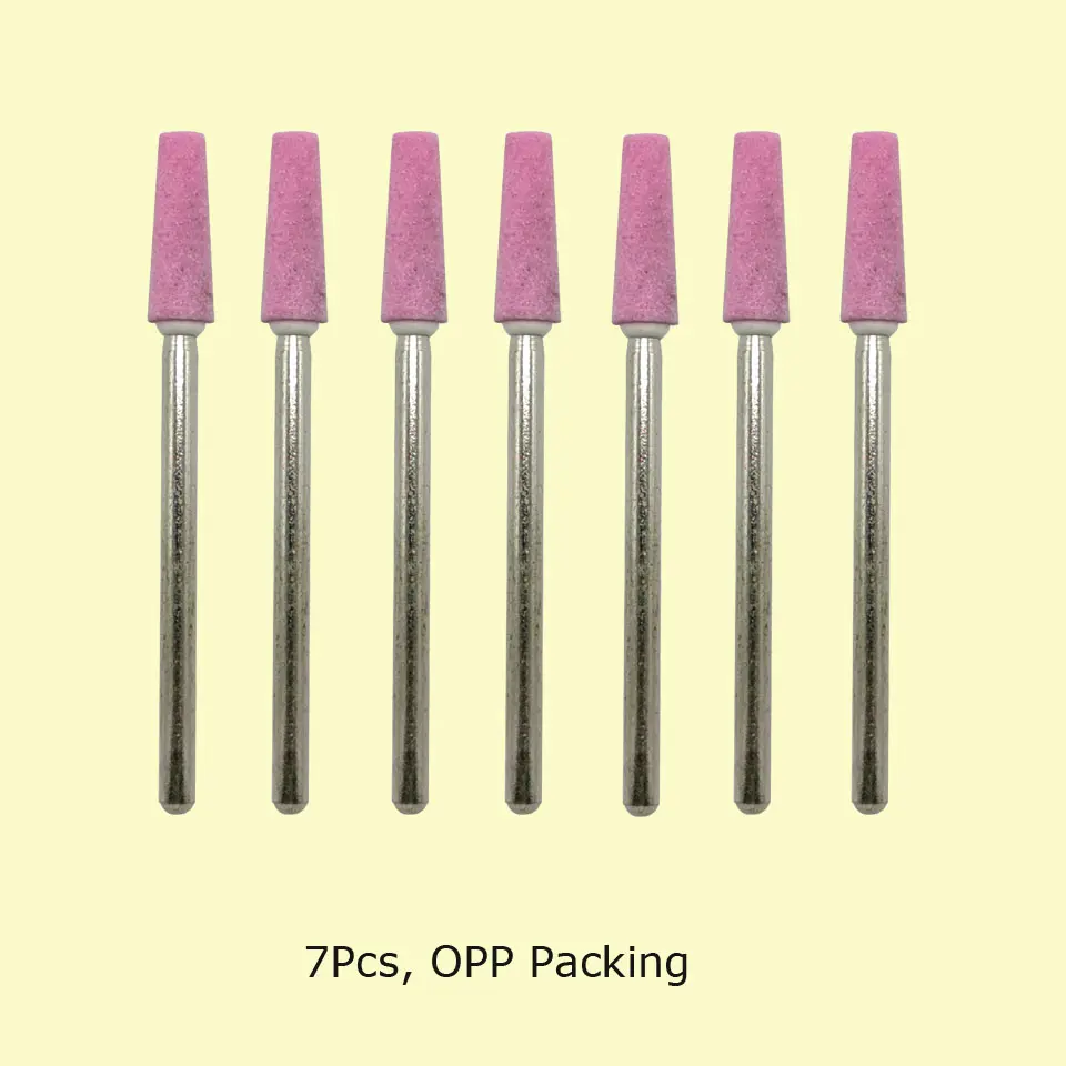 HYTOOS 7pcs/set Corundum Nail Drill Bits 3/32" Rotary Ceramic Stone Burr Cutters for Manicure Nails Accessories Tool