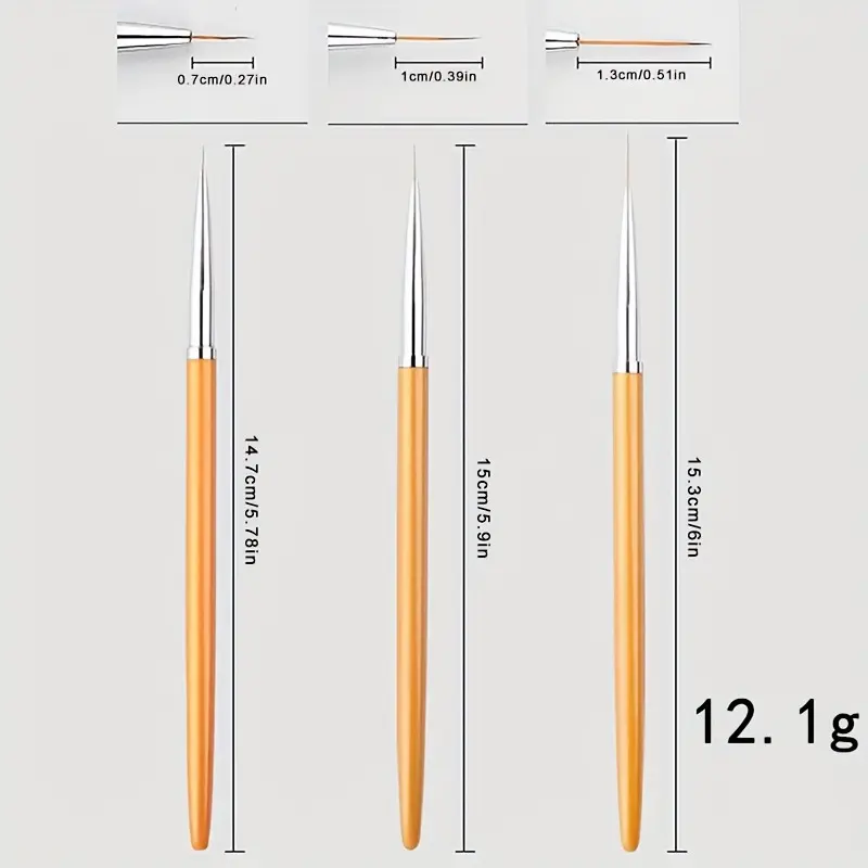 3pcs Golden Fine Tip Paint Brushes - Ultra-Thin, Professional Art & Nail Design Pens For Crafts Metallic Paint Pens