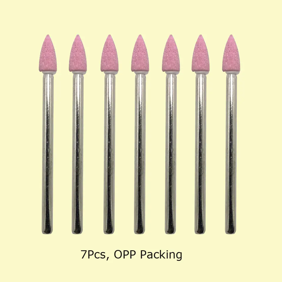 HYTOOS 7pcs/set Corundum Nail Drill Bits 3/32" Rotary Ceramic Stone Burr Cutters for Manicure Nails Accessories Tool