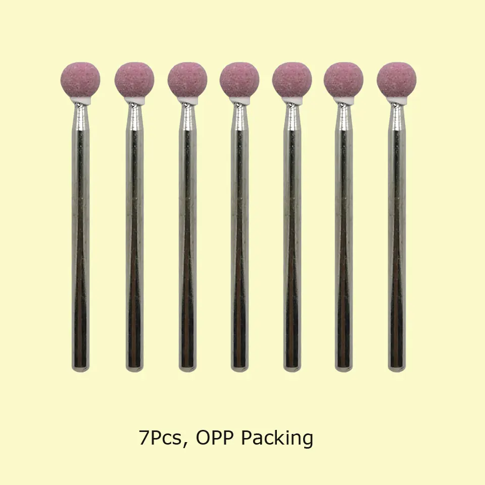 HYTOOS 7pcs/set Corundum Nail Drill Bits 3/32" Rotary Ceramic Stone Burr Cutters for Manicure Nails Accessories Tool