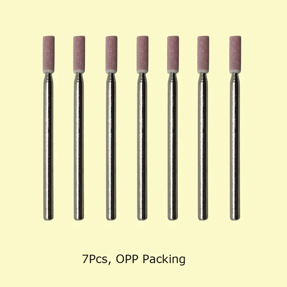 HYTOOS 7pcs/set Corundum Nail Drill Bits 3/32" Rotary Ceramic Stone Burr Cutters for Manicure Nails Accessories Tool