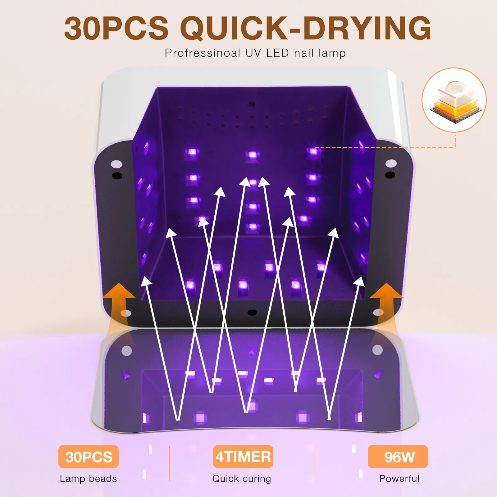 268W Cordless UV Nail Lamp, Rechargeable UV Light for Gel Nails with Unique Knob, Sparkling Rhinestones Diamond