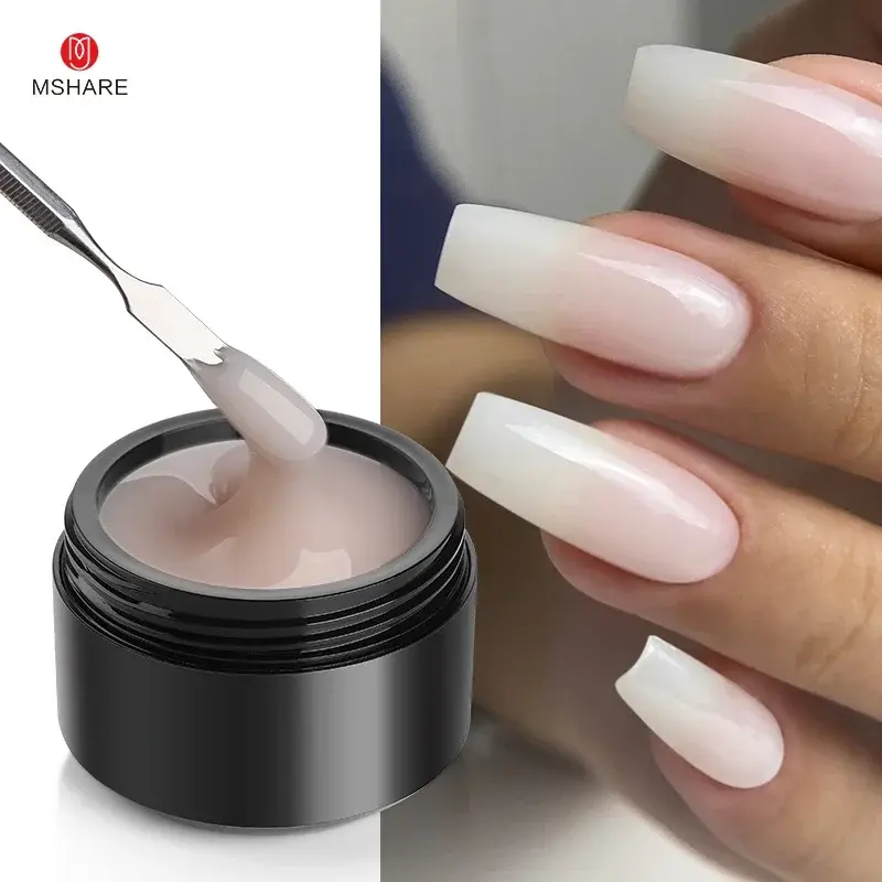 MSHARE 50ml Natural Nails Gel Builder Nalil Self Leveling Gel for Nail Extension Pink Shade UV Led Gel logo Customization