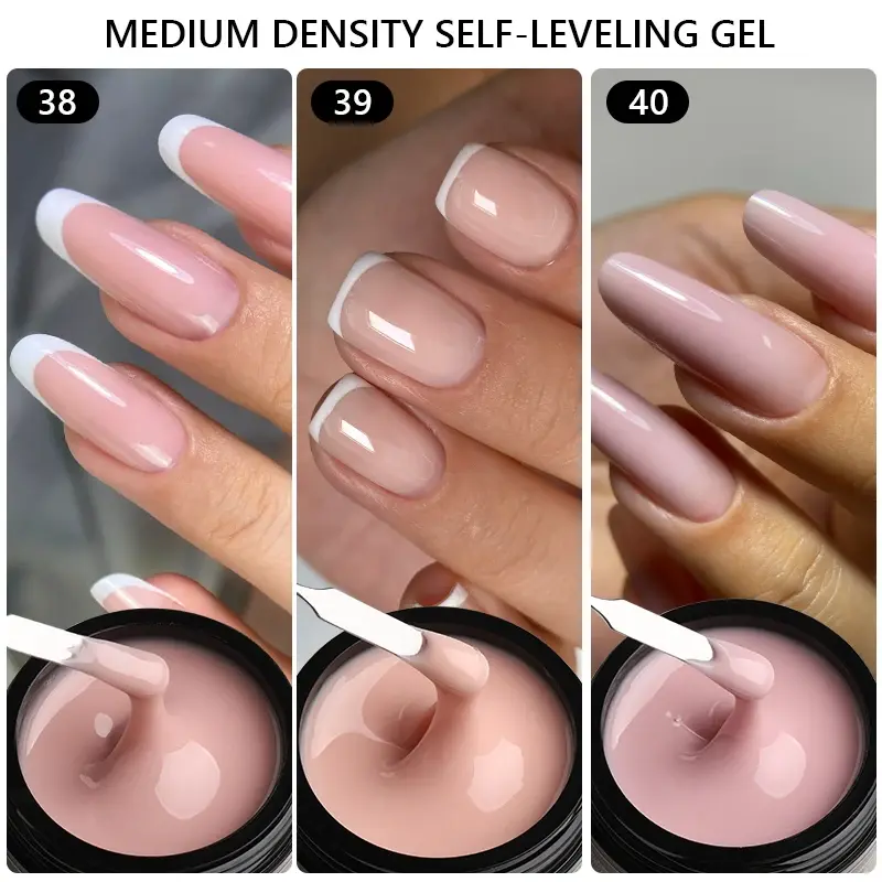 MSHARE 50ml Natural Nails Gel Builder Nalil Self Leveling Gel for Nail Extension Pink Shade UV Led Gel logo Customization