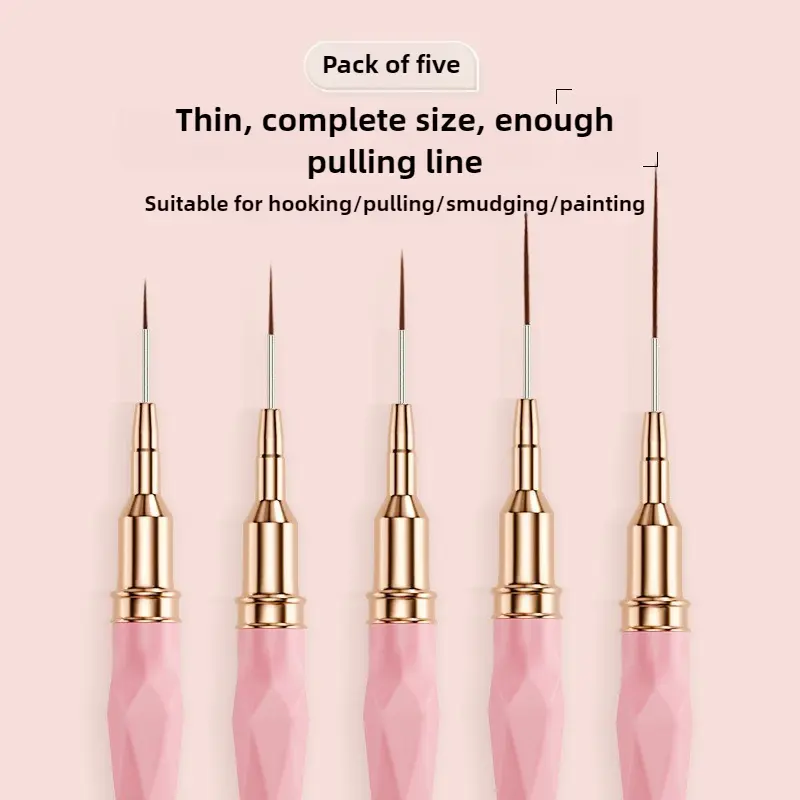 5PCS Liner Brush Set Acrylic Nail Art Brush Elongated Lines Striping Drawing Uv Gel Painting Professional Manicure Brushes Tool
