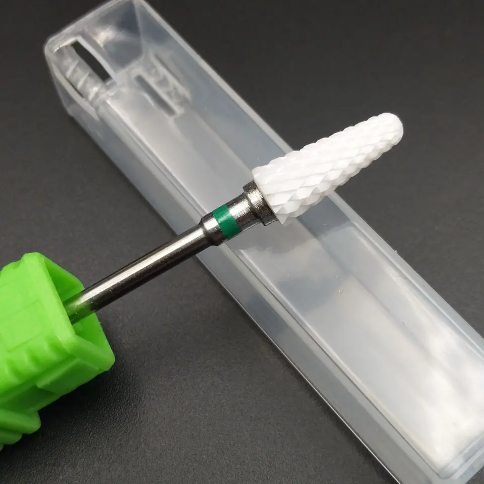 HYTOOS 4 Type Ceramic Cone Nail Drill Bit 3/32" Rotary Burr Bits For Manicure Nail Drill Accessories Milling Cutter Remove Gel