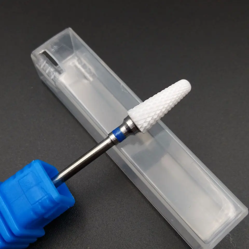 HYTOOS 4 Type Ceramic Cone Nail Drill Bit 3/32" Rotary Burr Bits For Manicure Nail Drill Accessories Milling Cutter Remove Gel