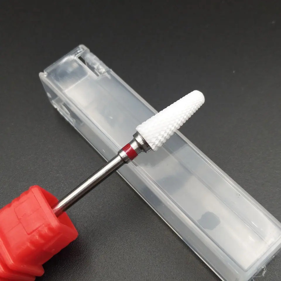HYTOOS 4 Type Ceramic Cone Nail Drill Bit 3/32" Rotary Burr Bits For Manicure Nail Drill Accessories Milling Cutter Remove Gel