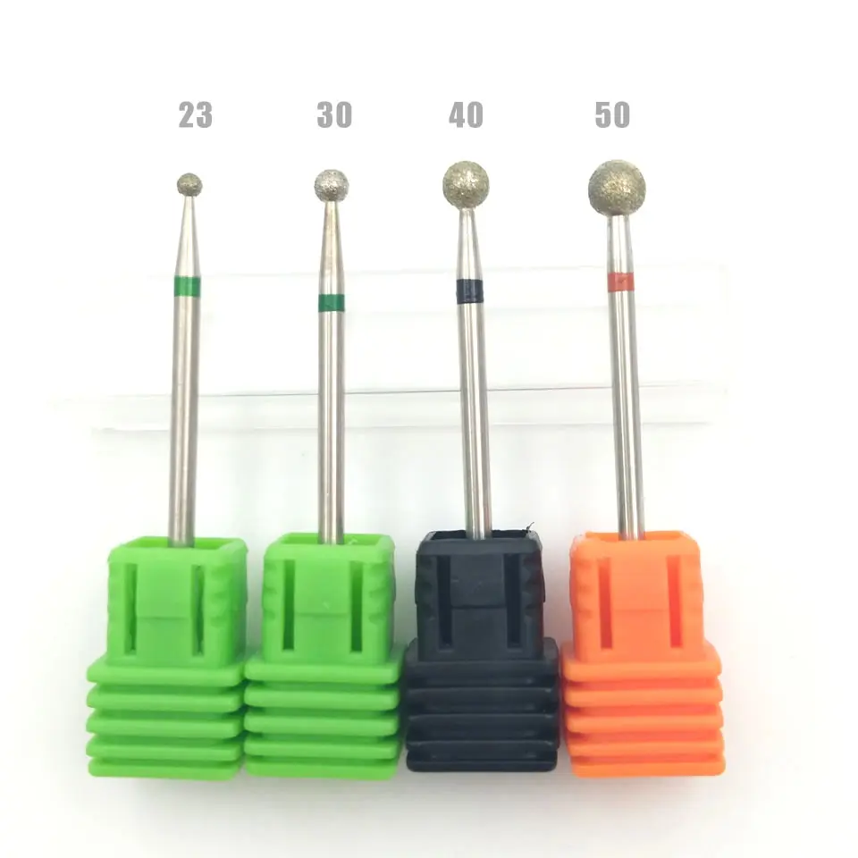 HYTOOS 2.3-5.0mm Ball Diamond Nail Drill Bit Cuticle Clean Manicure Cutters Rotary Burr Drill Accessories Nail Beauty Tool Mill