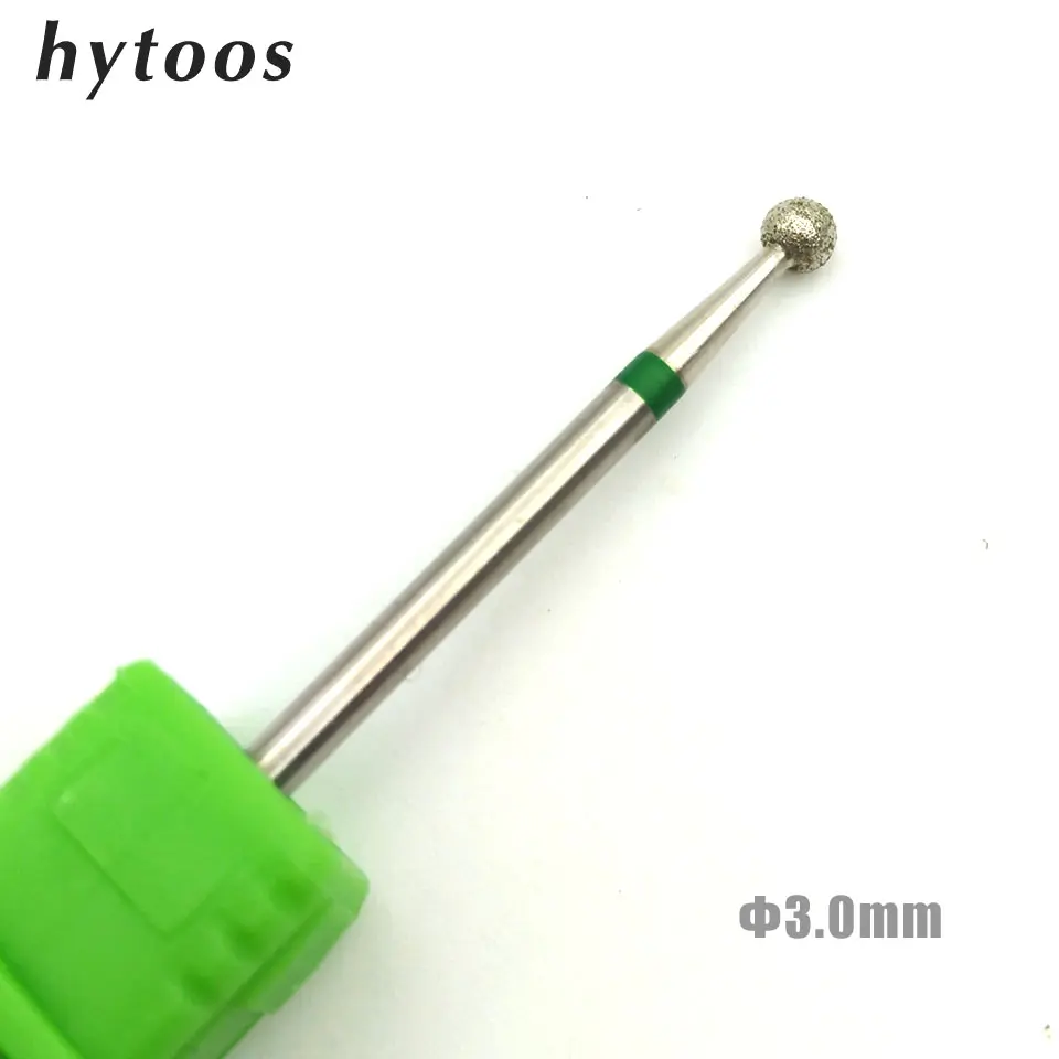 HYTOOS 2.3-5.0mm Ball Diamond Nail Drill Bit Cuticle Clean Manicure Cutters Rotary Burr Drill Accessories Nail Beauty Tool Mill