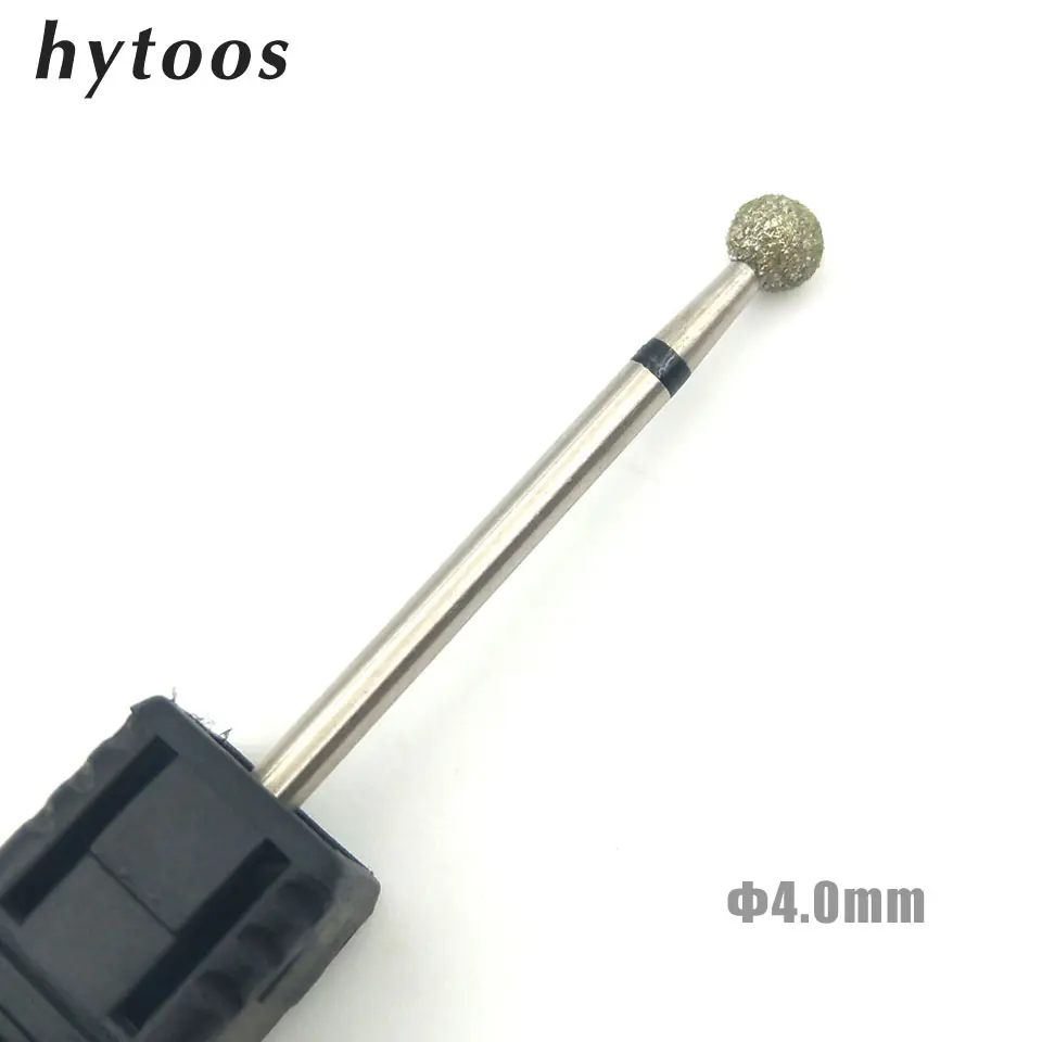 HYTOOS 2.3-5.0mm Ball Diamond Nail Drill Bit Cuticle Clean Manicure Cutters Rotary Burr Drill Accessories Nail Beauty Tool Mill
