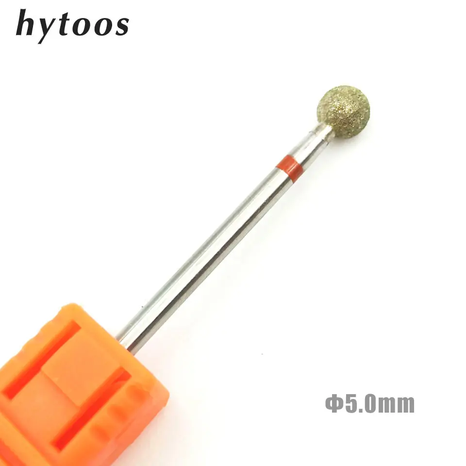 HYTOOS 2.3-5.0mm Ball Diamond Nail Drill Bit Cuticle Clean Manicure Cutters Rotary Burr Drill Accessories Nail Beauty Tool Mill