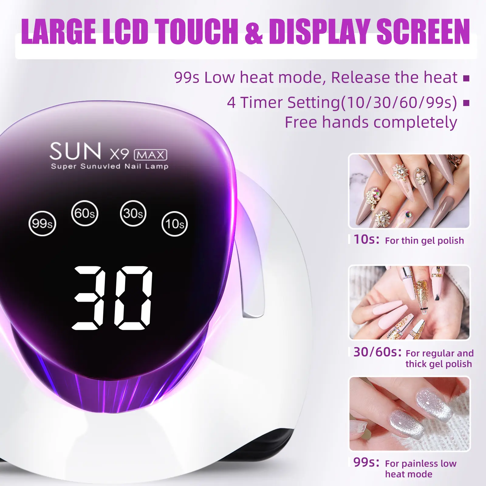 220W LED UV Light Dryer for Nails Gel Polish with 57 Lamp Beads 4 Timer Setting & LCD Touch Display Screen